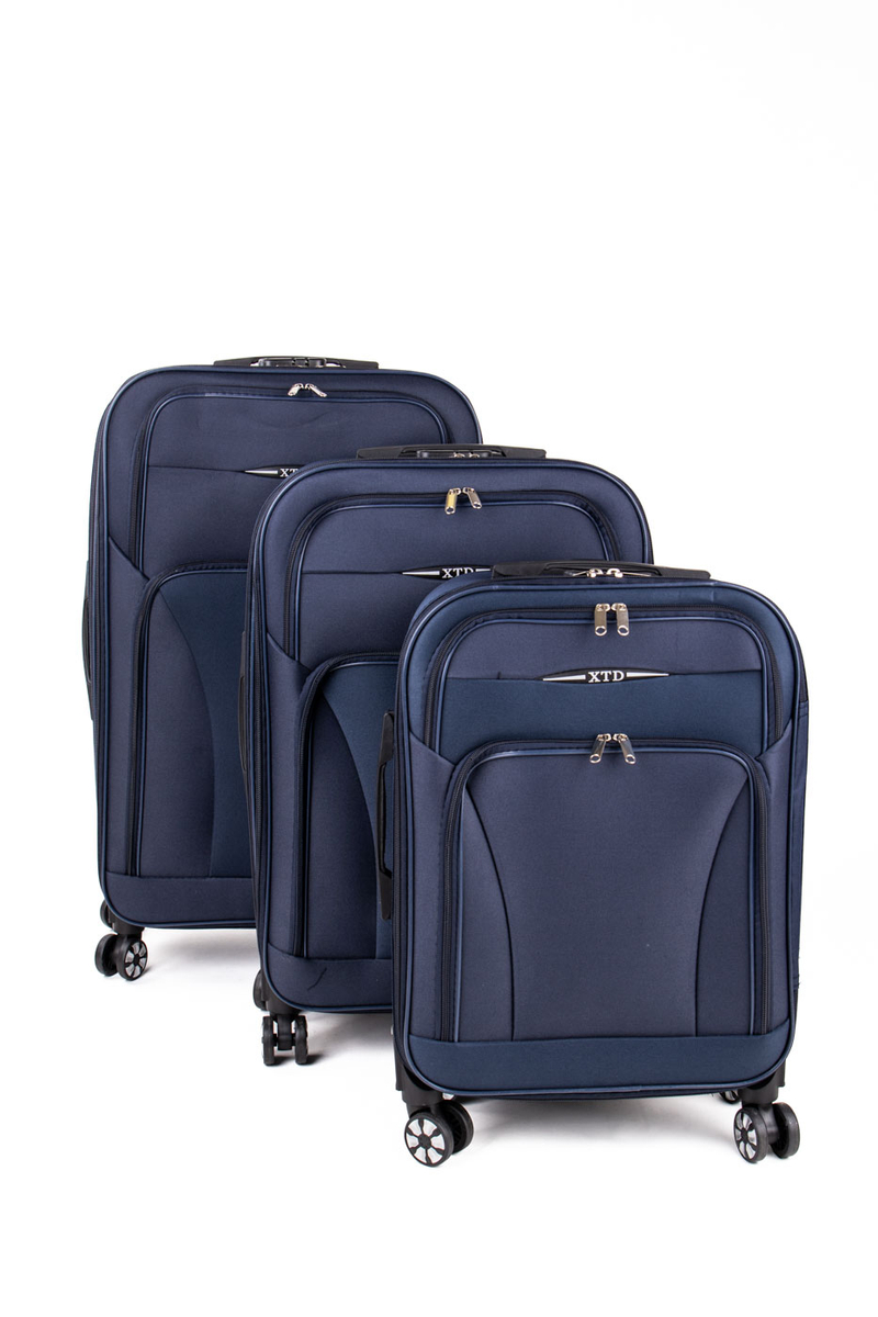 BESTY Súprava ultraľahkých modrých textilných kufrov