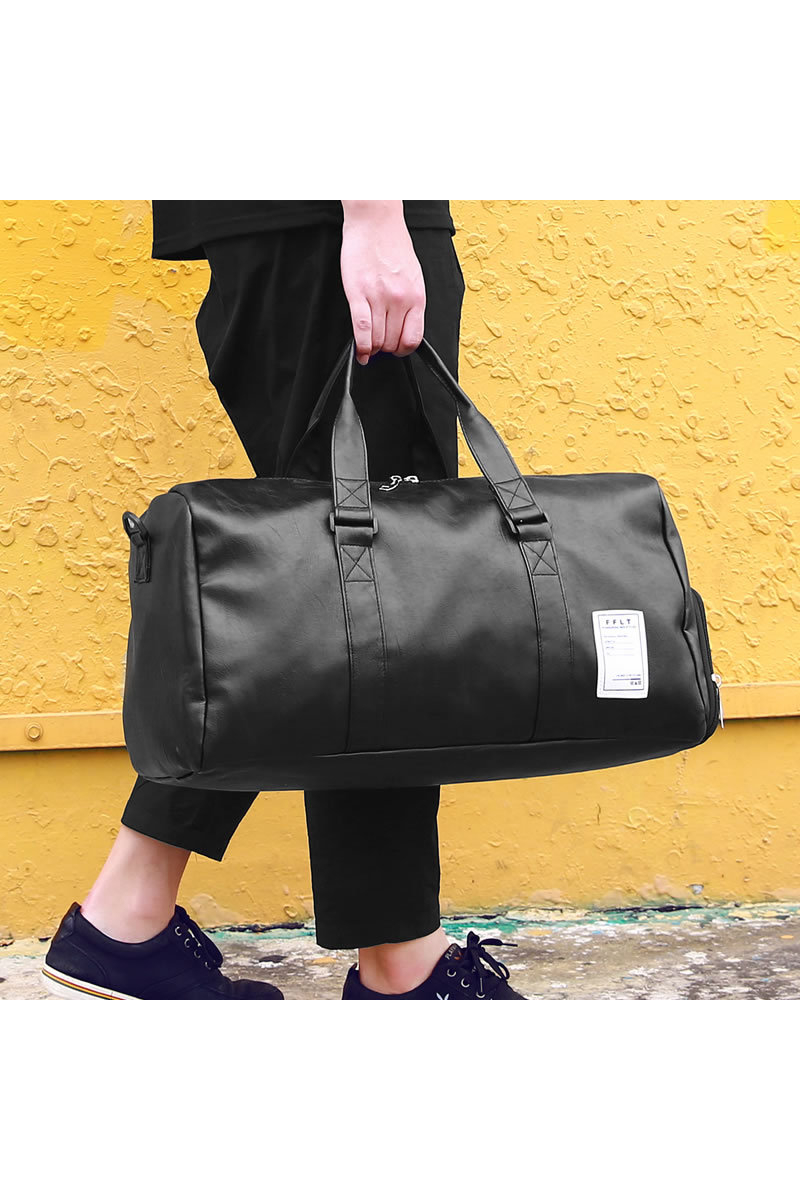 Bonluo čierna cestovná taška z imitácie kože s úložným priestorom na topánky, stredná veľkosť (50*25*30cm)